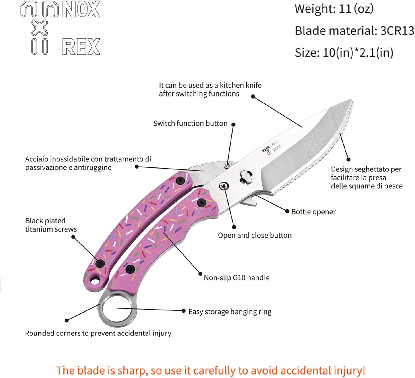 Heavy Duty Kitchen shears, all Purpose shears for food, Poultry Scissors, Stainless Steel Kitchen Scissors for camping, baking G10 Donut Pink