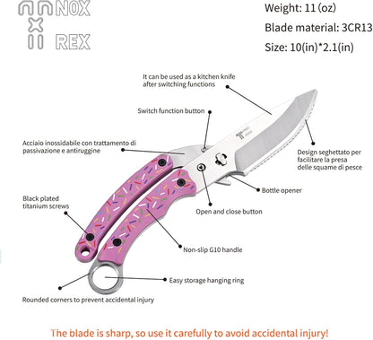 Heavy Duty Kitchen shears, all Purpose shears for food, Poultry Scissors, Stainless Steel Kitchen Scissors for camping, baking G10 Donut Pink