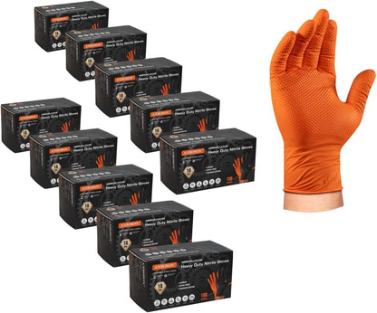 ANBOSON 10 Mil Diamond Textured Nitrile Gloves, Heavy Duty Disposable, Extra Thick, Latex & Powder Free, Chemical and Puncture Resistant, Ideal for Auto Repair, Cleaning, Painting, X-Large