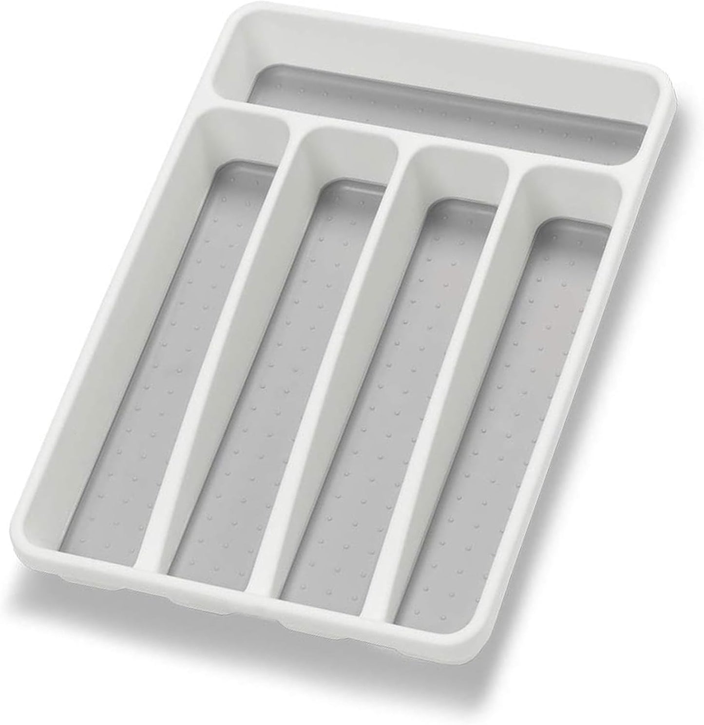 Loyareal Silverware Organizer Utenisl Organizer Holder Kitchen Drawer Organizer Plastic Silverware Tray for Drawer Flatware Organizer 5 Compartment White