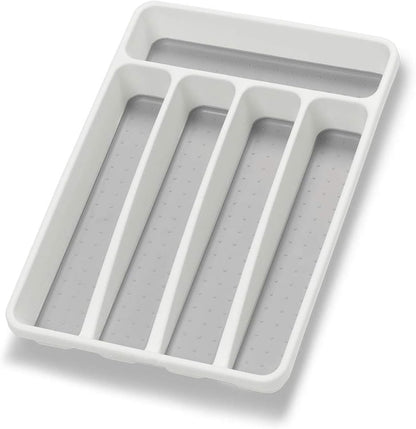 Loyareal Silverware Organizer Utenisl Organizer Holder Kitchen Drawer Organizer Plastic Silverware Tray for Drawer Flatware Organizer 5 Compartment White
