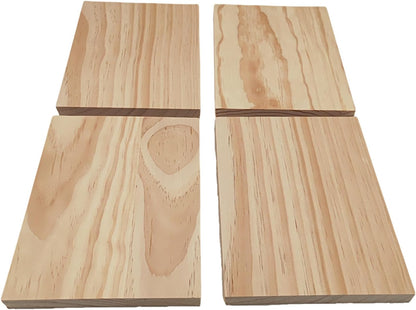 4PCS Rectangle Wood Boards Unfinished Wood Blocks for Crafting, 8x6x1in Blank Whittling Wooden Blocks for Wood Carving,Painting & Burning