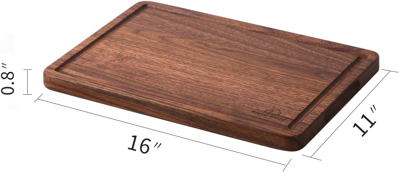 Muso Wood Small Cutting Board with Handle, Walnut Wooden Chopping Boards for Bread, Vegetables & Fruits, Dinner Cheese Board with Hole(15.2x7.3 Inches)
