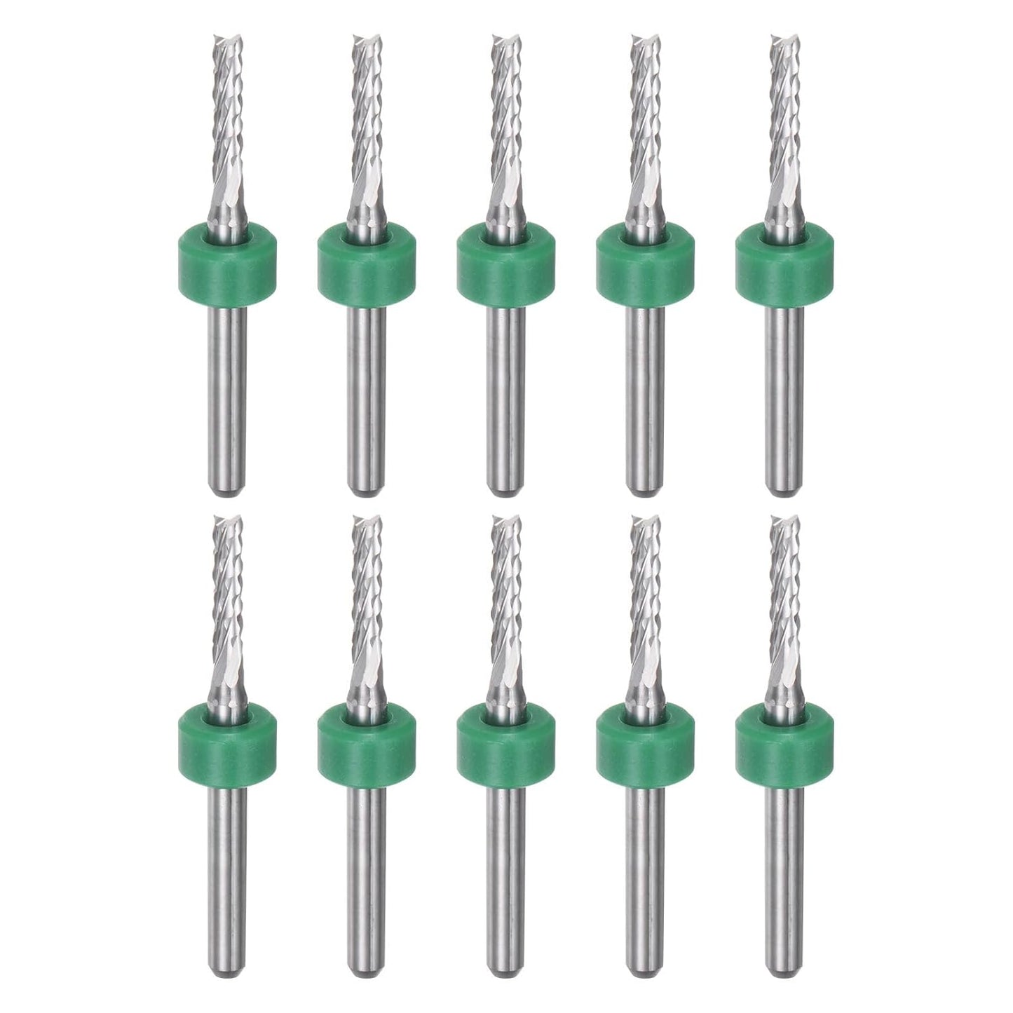 HARFINGTON 10pcs End Mill Bits 0.8mm Solid Carbide CNC Router Bits Engraving Cutter Tools for PCB Circuit Board Milling Machine Wood Carving, 1/8" Straight Shank