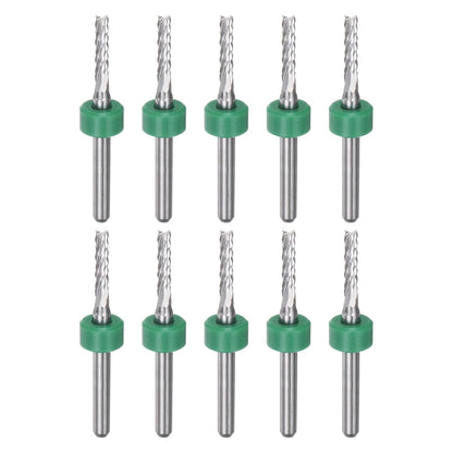 HARFINGTON 10pcs End Mill Bits 0.8mm Solid Carbide CNC Router Bits Engraving Cutter Tools for PCB Circuit Board Milling Machine Wood Carving, 1/8" Straight Shank