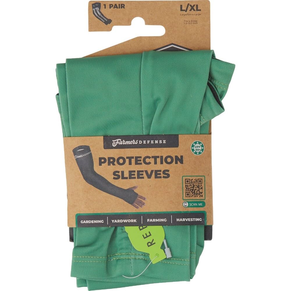 FARMER'S DEFENSE Gardening Arm Sleeves|UV Cooling Protective Sleeve Women & Men|Anti-Scratch Cover Sun UPF Outdoor Protection - Black - S/M