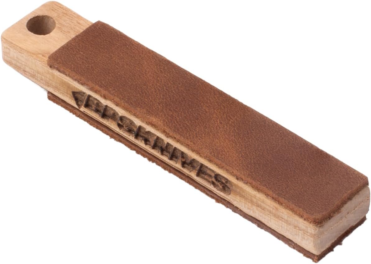 BPSKNIVES Knife Polishing Board for Careful Blade Polishing and Final Edge Refinement, Leather Strop with Polishing Compound for Knife Maintenance