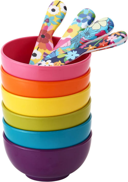 French Bull 6" Melamine Butter Spreader 4-Piece Set - Fun Vibrant Colorful Knives for Cream Cheese, Jam, Jelly, Mayo, Frosting, Sandwich-Shatterproof BPA Free Dishwasher Safe, 6-inch, Garden Florals