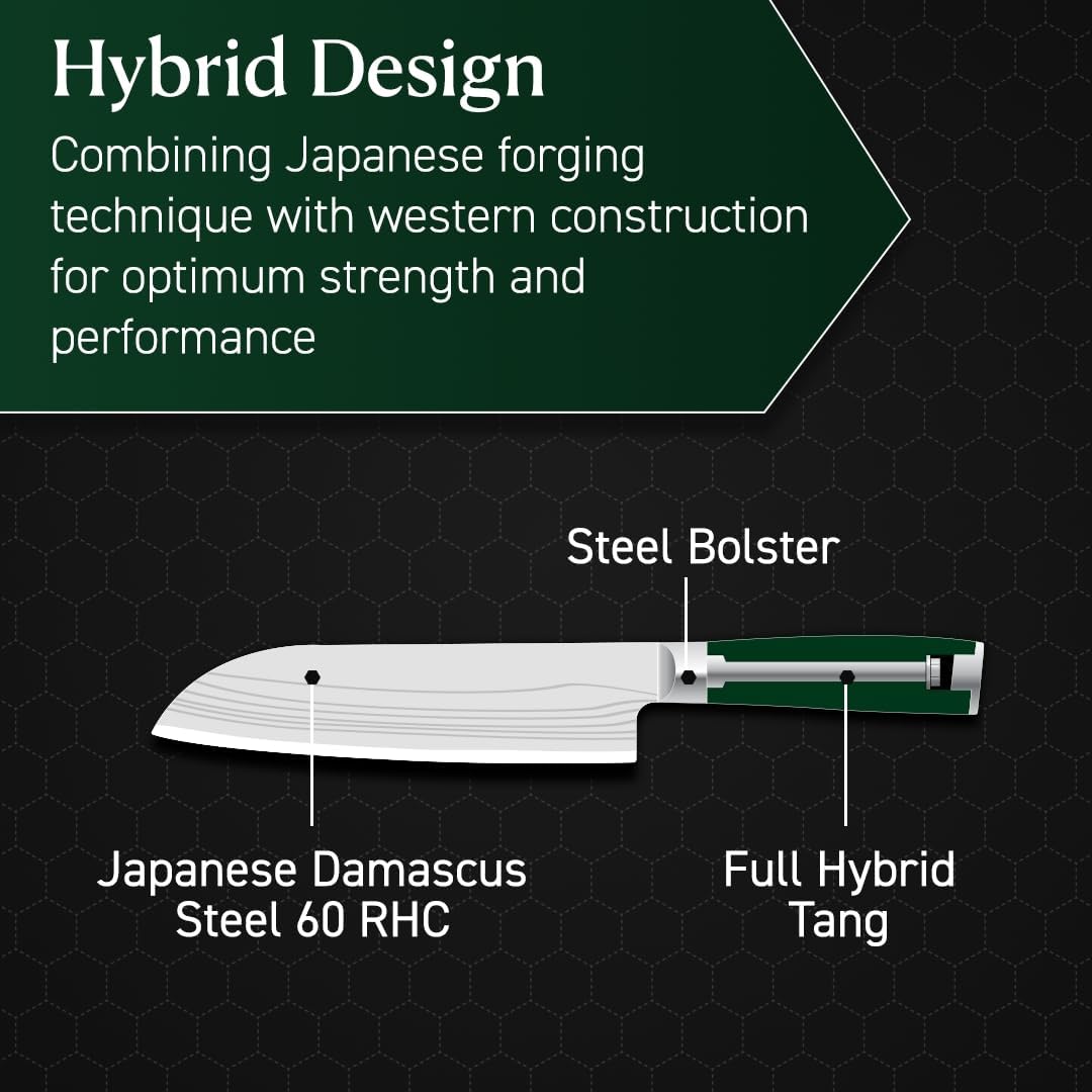 HexClad Honing Rod, 9 -Inch Japanese Damascus Stainless Steel Rod, Pakkawood Handle