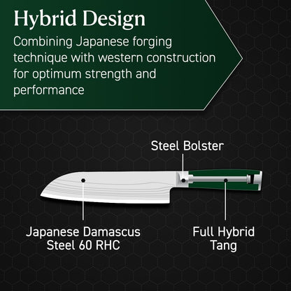 HexClad Honing Rod, 9 -Inch Japanese Damascus Stainless Steel Rod, Pakkawood Handle