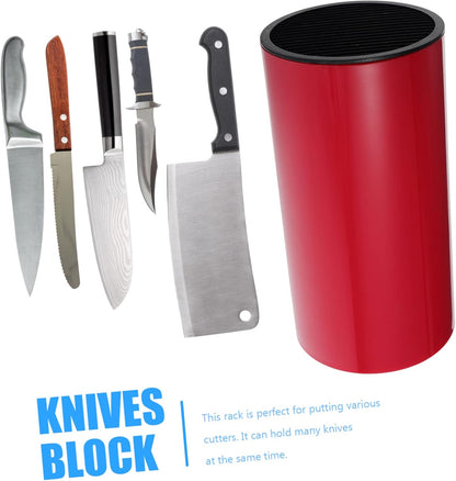 Garneck Universal Knife Block for the Kitchen - Metal Utensil Holder with Space for Kitchen Knives - Scissors and More - Practical Organiser for Drawer and Worktop - Red