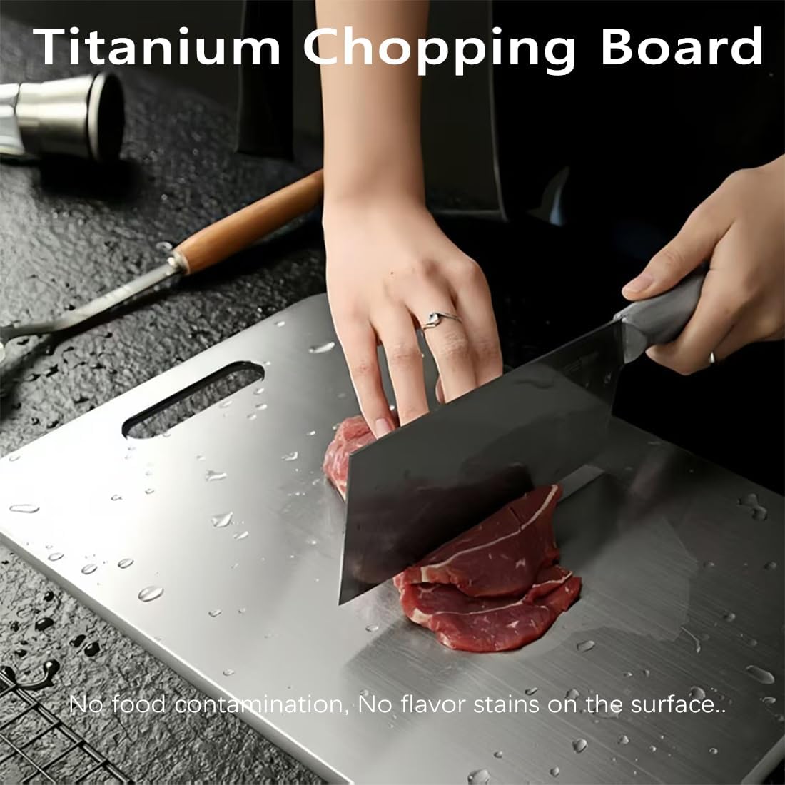 Titanium Cutting Board Set of 3,100% Pure Titanium Cutting Boards for Kitchen Double Sided,Hygiene Durable Dishwasher,Fruit & Vegetables （S+M+L)
