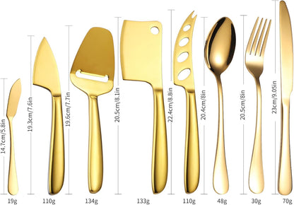 Copper Cheese Knives Set 7 Pieces Stainless Steel Kitchenware Utensils Gadgets 7 Pieces Cheese Knife,Cheese Spreader,Cheese Forks,Cheese Slicer,Cheese Cutter,Butter Knife
