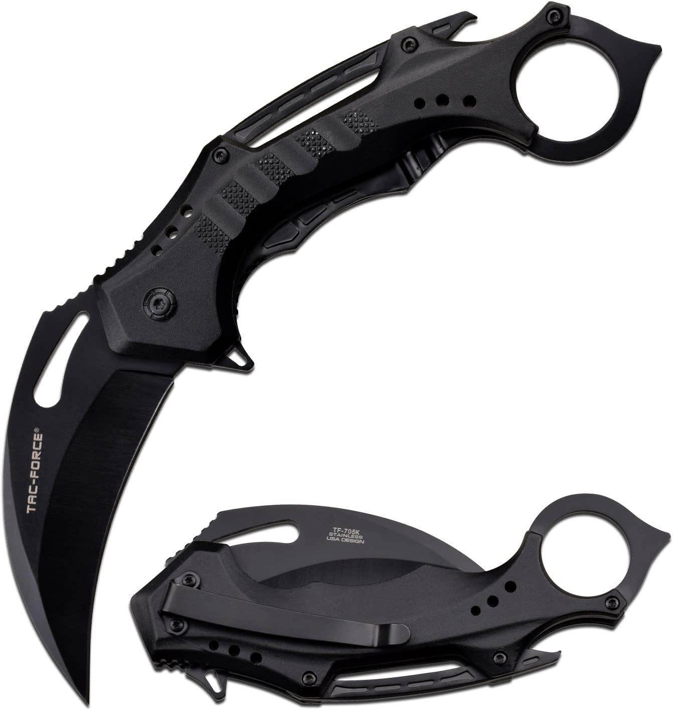 Tac-Force Folding Pocket Knife, 3.25-inch Serrated Blade, Orange Aluminum Handle, 7.75-inch Overall Length TF-705EM