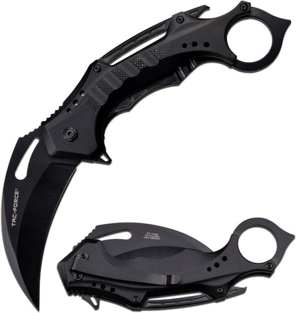 Tac-Force Folding Pocket Knife, 3.25-inch Serrated Blade, Orange Aluminum Handle, 7.75-inch Overall Length TF-705EM