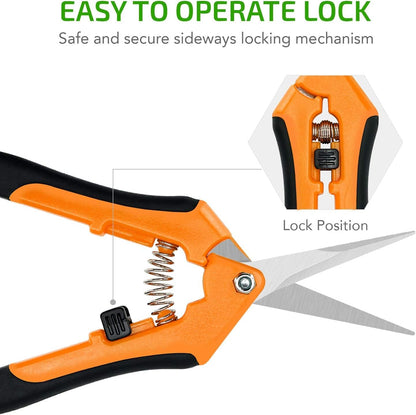 iPower 6.5 Inch Gardening Hand Pruner Pruning Shears Trimming Scissors with Straight Stainless Steel Blades for Bonsai, Herb, Bud, Hedge, 4-Pack, Yellow