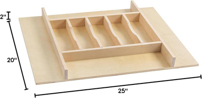 WelFurGeer Premium Wooden Silverware Organizer for Kitchen Drawers, Utensil Tray for Kitchen Drawer, Cutlery Drawer Organizer for Forks, Spoons, Knives - Sturdy Birchwood, Natural Finish