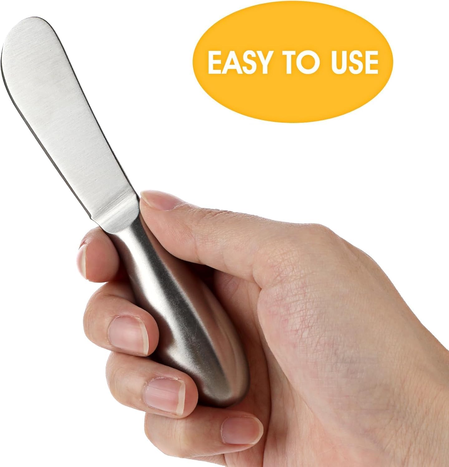 Linwnil 4-Piece Stainless Steel Butter Knife Set - Cheese & Butter Spreader Knives - Charcuterie Utensils - Dishwasher Safe - Silver