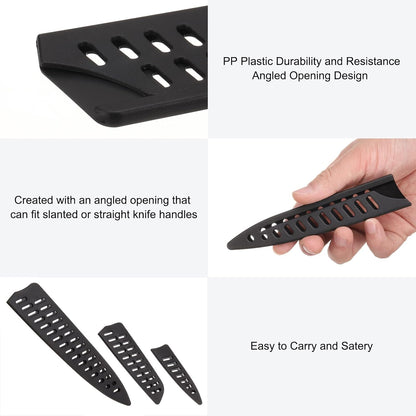 uxcell 6 Pcs Knife Cover Sleeves, 5.3" x 1" PP Knives Edge Guard Blade Protector Universal Knife Sheath for Home Kitchen, Black