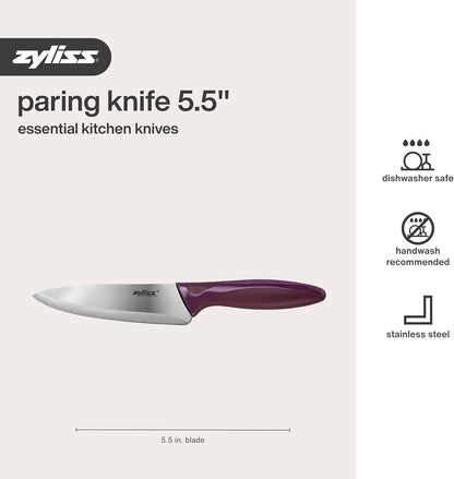 Zyliss Classic Utility Knife with Stainless Steel 15° Hollow-Ground Blade, Ergonomic Wheat Straw Handle, Finger Guard & Blade Cover, Dishwasher Safe Kitchen Knife