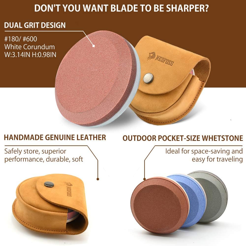 NedFoss Axe/Hatchet Sharpening Puck Whetstone Knife Sharpening Stone, Dual Grit Multi-Purpose Sharpener with Sheath