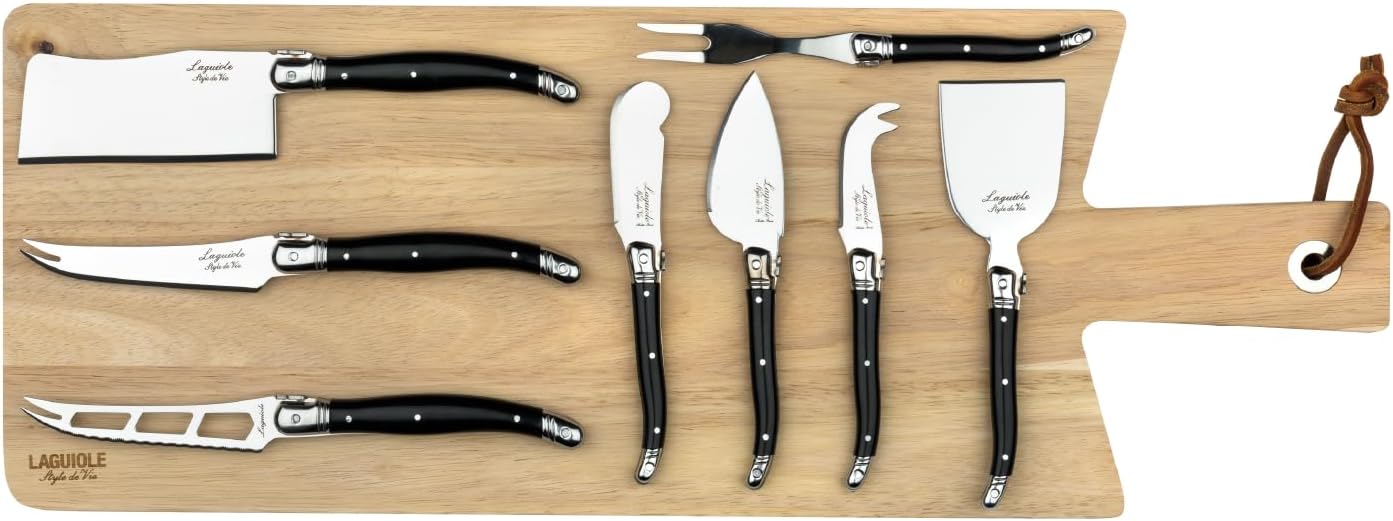 Laguiole Style de Vie Cheese Knife Set - Premium Line Cheese Knives Set with Charcuterie Board - Dishwasher Safe - Premium Tableware
