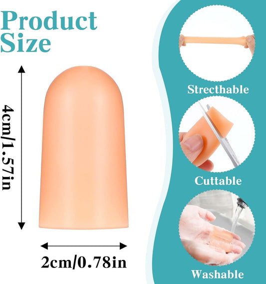 Ptwola 8pcs Finger Cots Silicone Finger Protector Covers Waterproof Soft Fingertips Support Sleeves Rubber Thumb Finger Caps Wrap Gloves for Finger Cracking Wound Cut Biting Protection