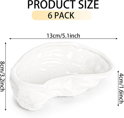 Fasmov 6 Pcs Ceramic Oyster Shells, Reusable Oyster Grilling Shells, Large Clam Baking Dish Platter Plate for Cooking Shrimp, Scallops, Clams & All Kinds of Seafood