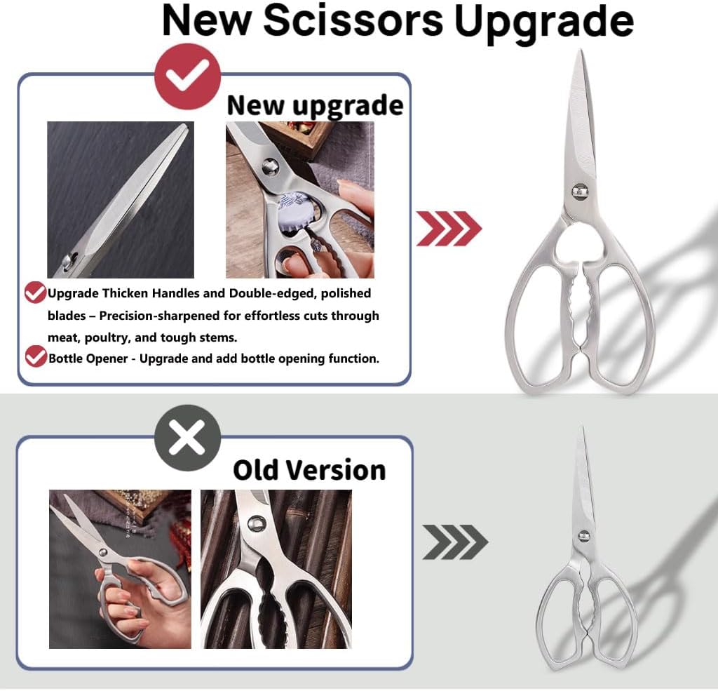 Jasni 100% Full Stainless Steel separable Sharp Powerful Kitchen Scissors Multi-Purpose Heavy Duty Dishwasher Safe Food Scissors Kitchen Shears for Chicken Poultry bone