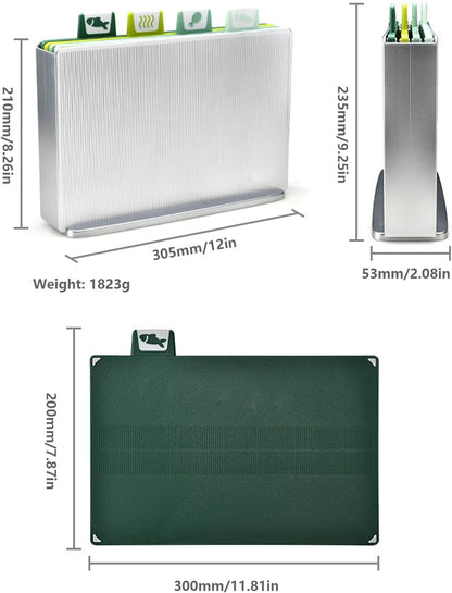 Cutting Boards for Kitchen Multifunctional Four-piece Set of Classified Cutting Boards Food Grade ABS Material Anti-slip Granules, Clear Icons Easy to Store & Clean, Ideal Kitchen Gift for Home Cooks