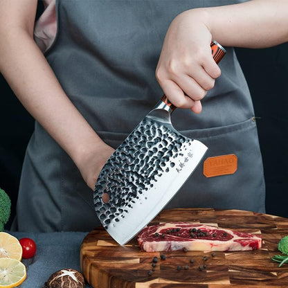 Meat Cleaver Knife 7.4 Inch, Ultra Sharp Chinese Chef's Knives, Full-tang Chopping Knife, 30Cr13 Steel Blade Thickness 2.5 mm, TJ SEGA Series TC1707