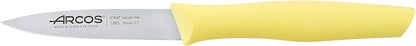 Arcos Set 3 pieces Paring Knife 3 Inch. 3 Paring Knives of Stainless Steel and Ergonomic Polypropylene Handle for Cutting Fruits, Vegetables and Tubers.. Series Nova. Color Black