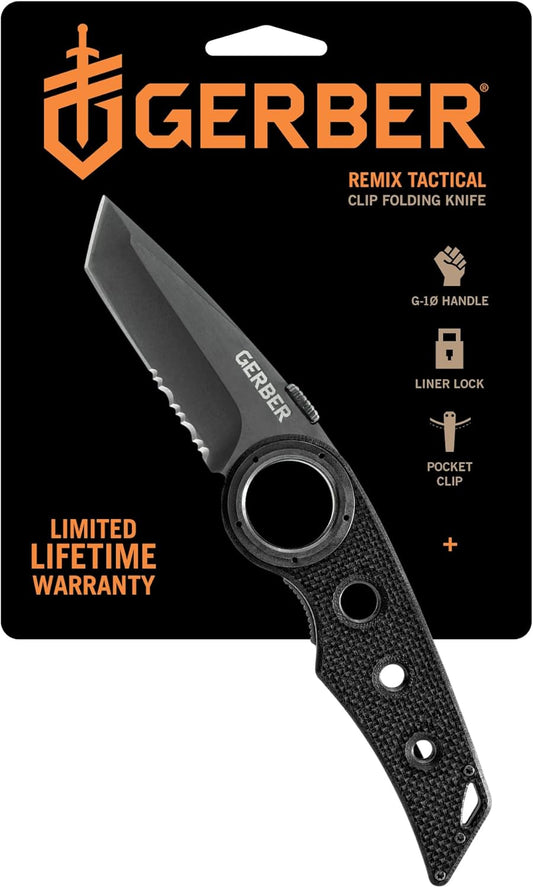 Gerber Gear Remix Folding Pocket Knife, 3" Fine Edge Blade Pocket Knife for Survival and Camping, Gray
