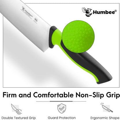 7.5-Inch Nakiri Knife, High Carbon Stainless Steel Hollow Grind Blade, Razor Sharp Edge, Ergonomic Non-Slip Handle, Cleaver Style, DT-50 Series, Orange