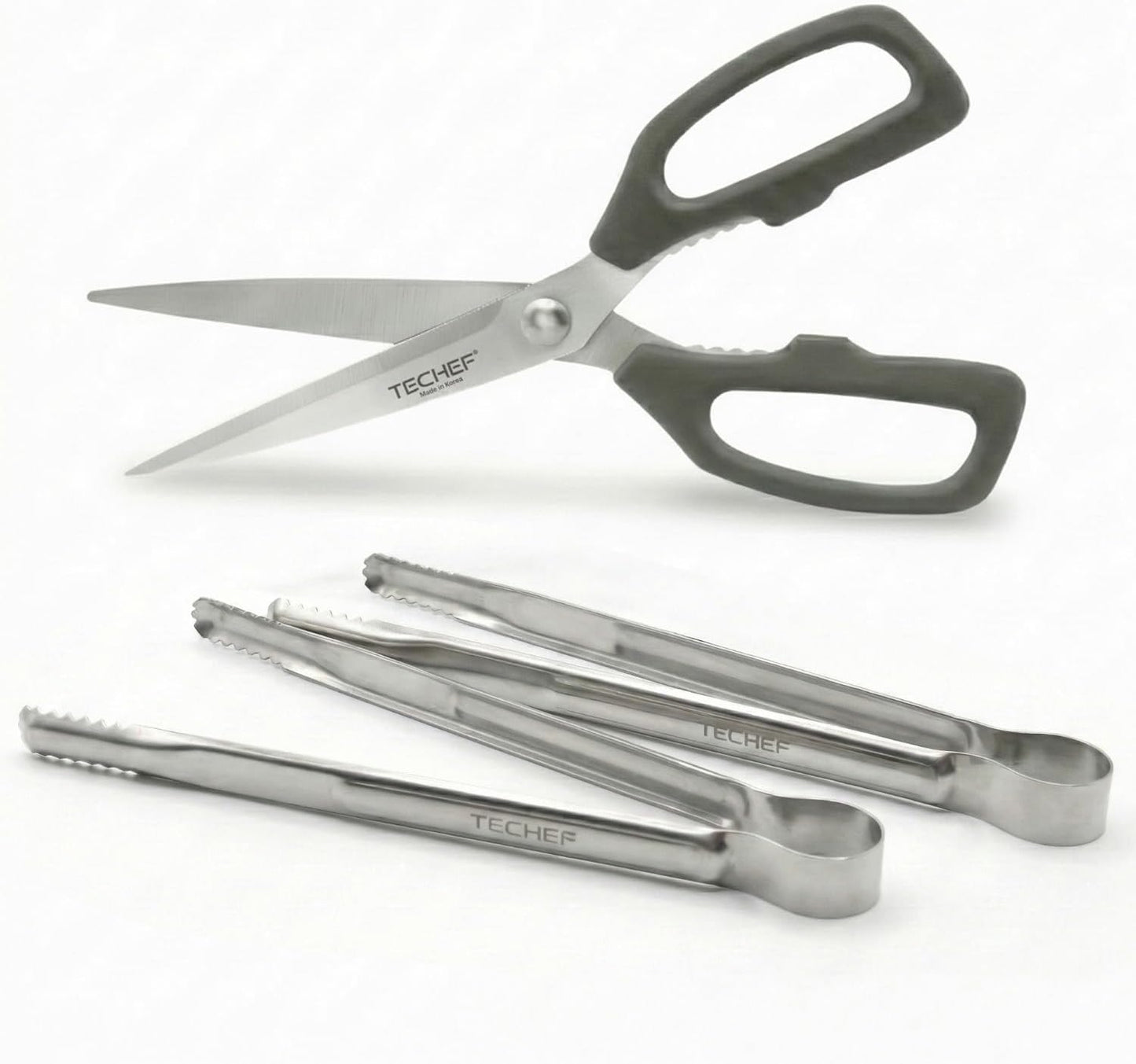 TECHEF Kitchen Shears, All Purpose Scissors, Dishwasher Safe, Heavy Duty Meat Scissors Poultry Shears, Stainless Steel, Made in Korea (Dark Gray)