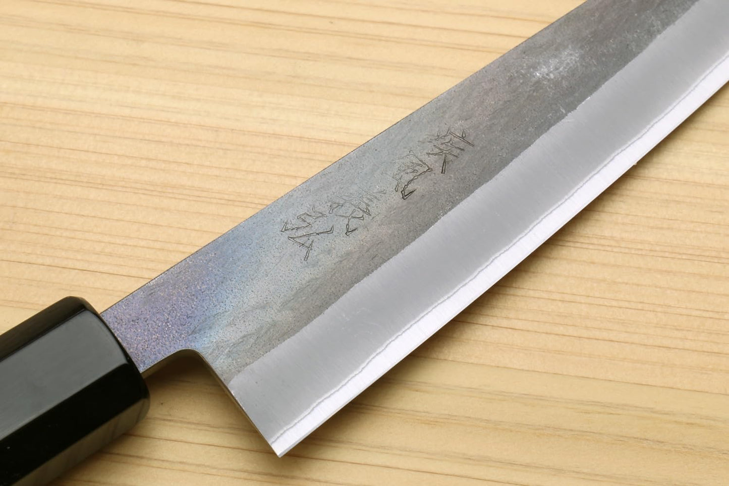 Yoshihiro Kurouchi Black-Forged High Carbon Blue Steel Stainless Clad Petty-Kiritsuke Utility Knife Ebony Handle (6" (150mm) & No Saya)