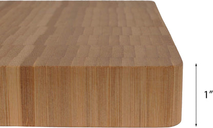 BambooMN Premium Bamboo End Grain Kitchen Cutting Board Flat - 7" x 7" x 1" - 1 Piece