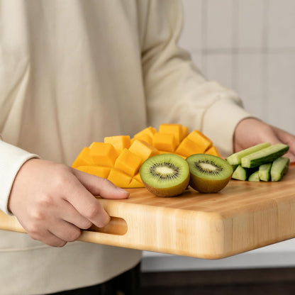 Vandroop Maple Wood End Grain Cutting Board for Kitchen - Square Wooden Maple Heavy Butcher Block Chef's Board 14x14x2”- Reversible End-Grain Chopping Board with Finger Grips