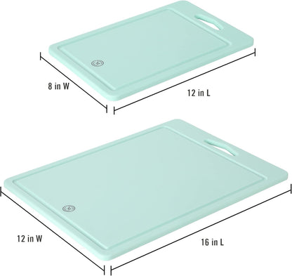 Martha Stewart Bpa Free Plastic Cutting Board 2pc Set (16" x 12" and 12" x 8") - Grey - Dishwasher Safe