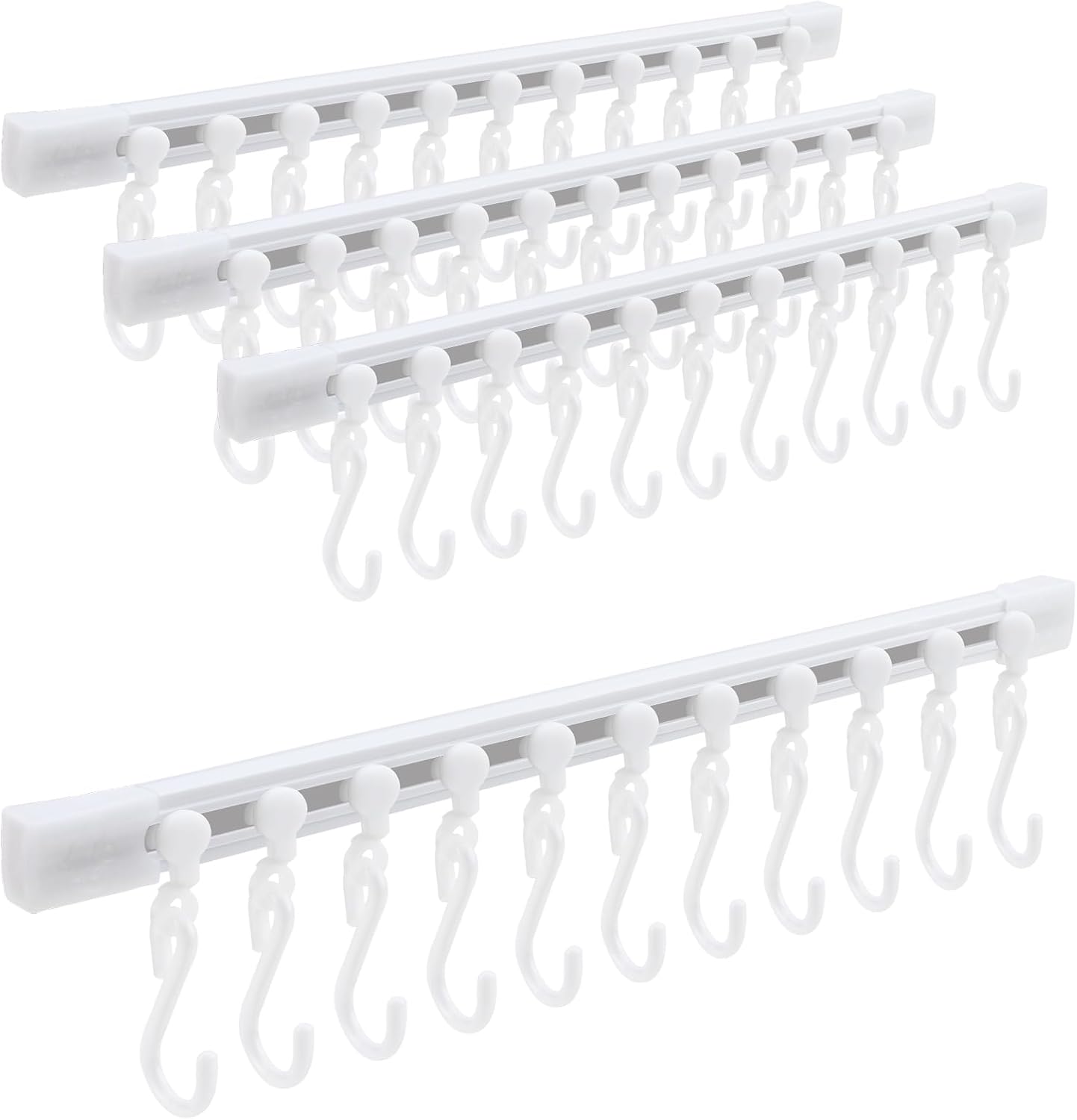 Kitchen Utensil Hanging Rrack - Hooks for Kitchen Utensils, No Drilling Wall Mounted Utensil Holder, Kitchen Rail Rack with 10 Hooks Hanger for Kitchen Bathroom (Pack of 2)