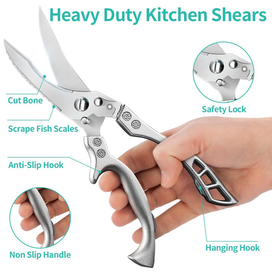 Upgraded Poultry Shears and Stainless Steel Lung Remover, SUS 304 Chicken Processing Equipment with Strong Working Head and Ergonomic Handle, Essential Chicken Butchering Equipment Kitchen Tool