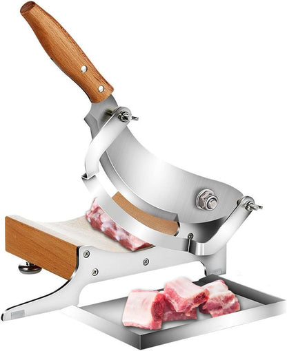LOVEJO Stainless Steel Manual Meat Slicer - Heavy-Duty Kitchen Tool for Cheese, Jerky, Biltong, and Bread Cutting - Manual Beef and Ham Cutter with Stainless Cutting Board for Home & Deli