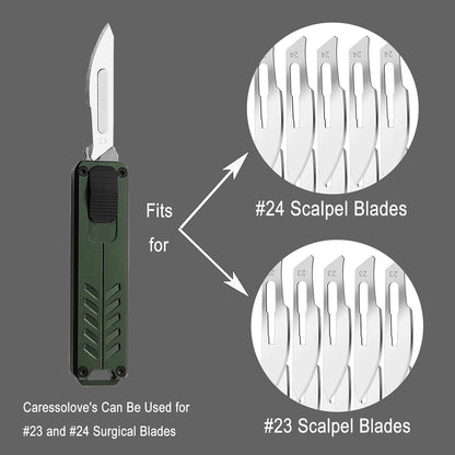 Automatic Utility Knife, Safety Auto Box Cutter Retractable, EDC Push Button Exacto Scalpel Knife, 10PCS #23 Razor Blades Pocket Knives with Clip
