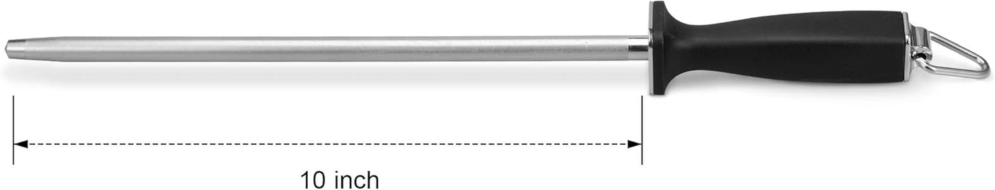 Professional Carbon Steel Black Knife Sharpening Steel, Black 12 Inch