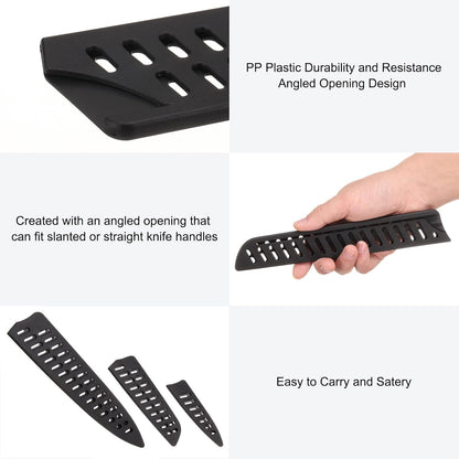 uxcell 6 Pcs Knife Cover Sleeves, 5.3" x 1" PP Knives Edge Guard Blade Protector Universal Knife Sheath for Home Kitchen, Black