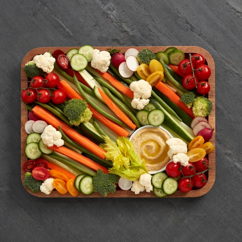 Farberware Build-A-Board Bamboo Cutting Board with Single Storage Compartment, Clear Locking Lid, Black Handles, Perfect for Charcuterie & Snacks