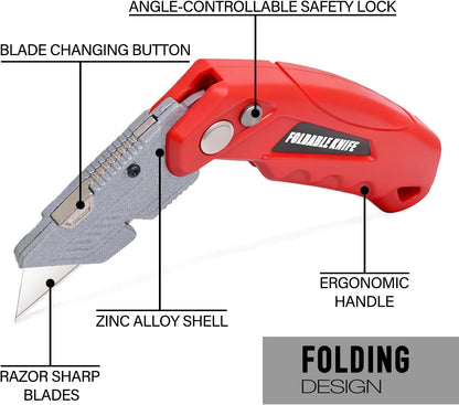 10Pcs Folding utility Knives & 30Pcs Blades Set for Crafts, Heavy Duty Retractable Box Cutters, Exacto Knife, Paper Cutter (Heavy Utility Knife)