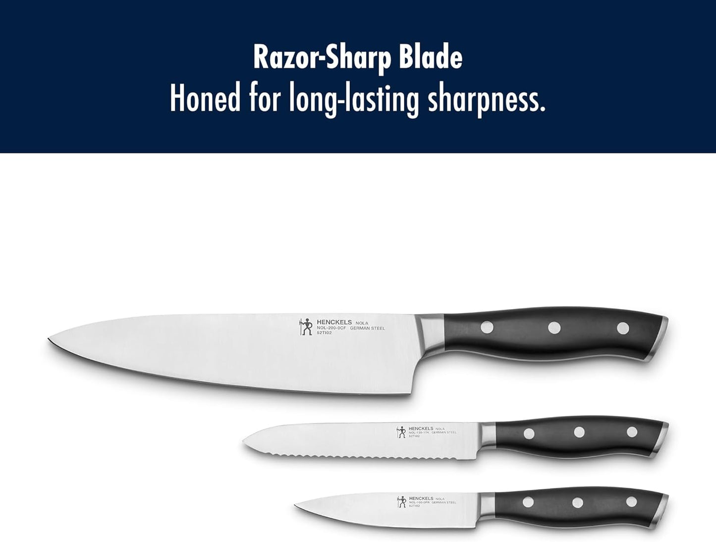 HENCKELS x EMERIL Lagasse The Nola Collection Razor-Sharp German 3-pc Chef's Starter Knife Set, Made in Company-Owned German Factory with Special Formula Steel perfected for almost 300 Years