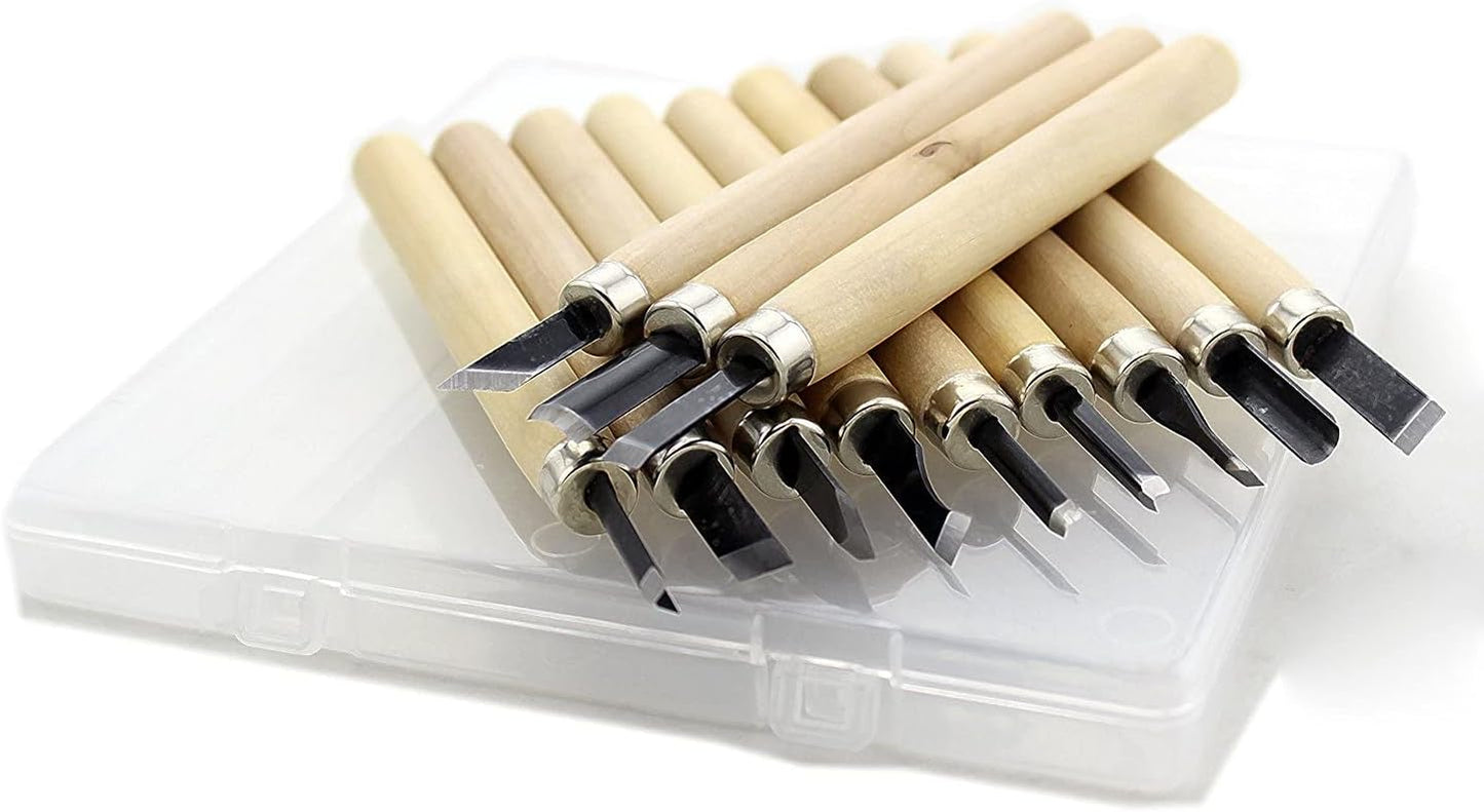 Wood Carving Knife Set, 12 Pcs Carving Tools for DIY Sculpture Beginners