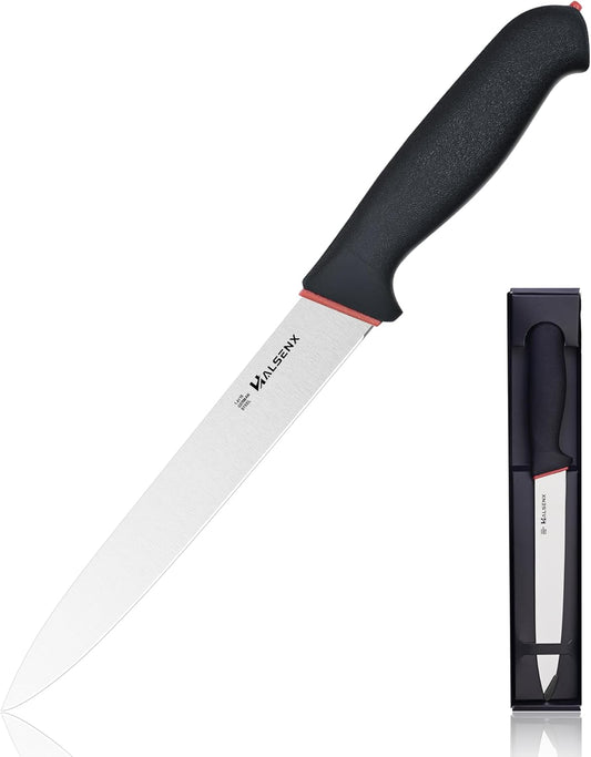 12 Inch Slicing Knife with Fluted Edge - Non-Slip SoftGrip Handle Meat Carving Knife for BBQ, Roast Turkey, Brisket
